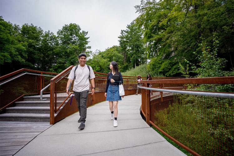 Students walk along Valley Land Trail