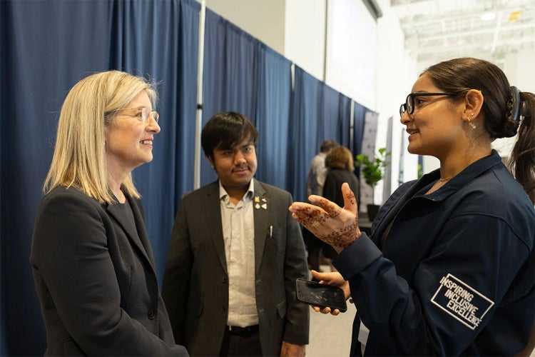 Woodin speaks with Riya Osti and Arjun Singh Yanglem at U of T Scarborough