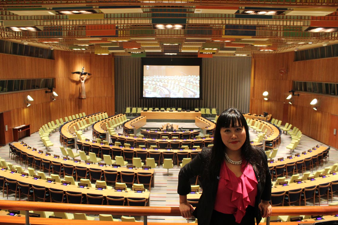 Tina Park at the General Assembly chamber of the United Nations